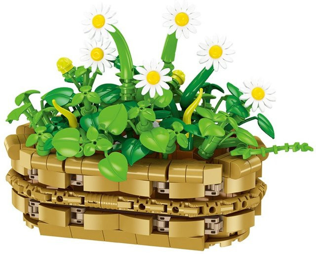 SixBricks MOC Kleine Gänseblümchen Topfpflanze, Bausteine Set - Bild 1