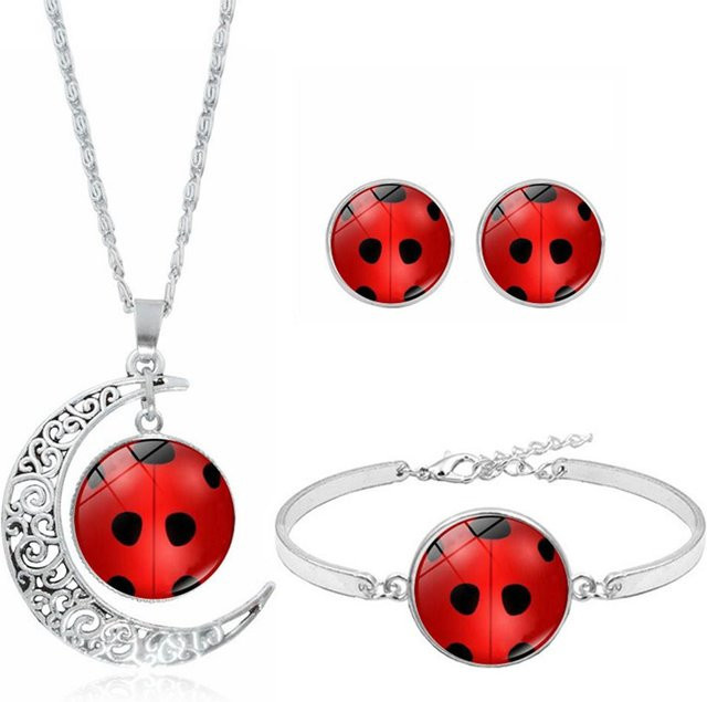 Schmuck-Set Halskette, Armband & Ohrring, Marienkäfer, Legierung, Damen - Bild 1