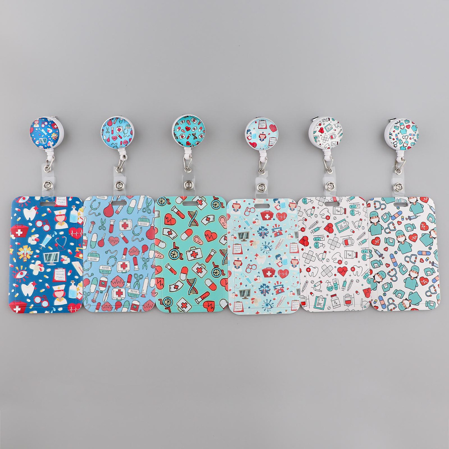 Grey's Anatomy Cartoon Ausweisrolle mit einziehbarem Band und Visitenkartenhalter in Pink Love für Fachpersonal - Bild 1