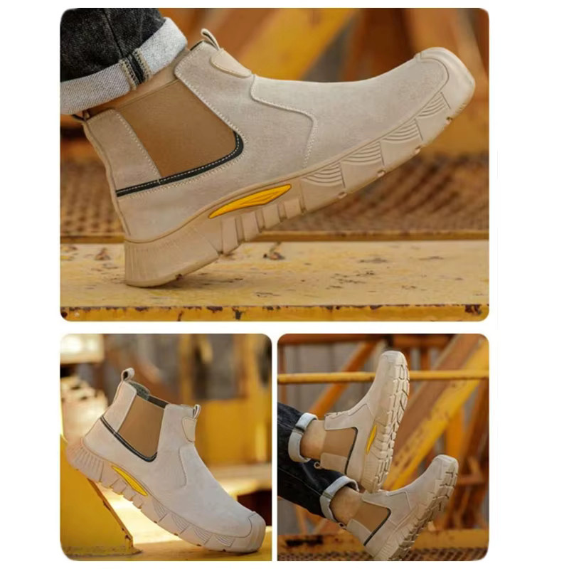 Yuxiang Sicherheitsschuhe für Herren in Beige mit Stahlkappe und Durchtrittschutz für Bergbau und Bauwesen - Bild 4