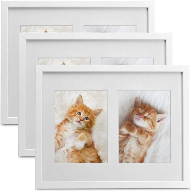 Bomoe Galeria Bilderrahmen Set aus 3 Teilen in Weiß für 2 Bilder mit Maßen 13 x 18 cm - Bild 1