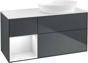 V&B Waschtischunterschrank Finion mit Wandbeleuchtung, Farbe Grau lackiert, Breite: 120 cm, Tiefe: 50,1 cm, Höhe: 50,1 cm - Bild 1