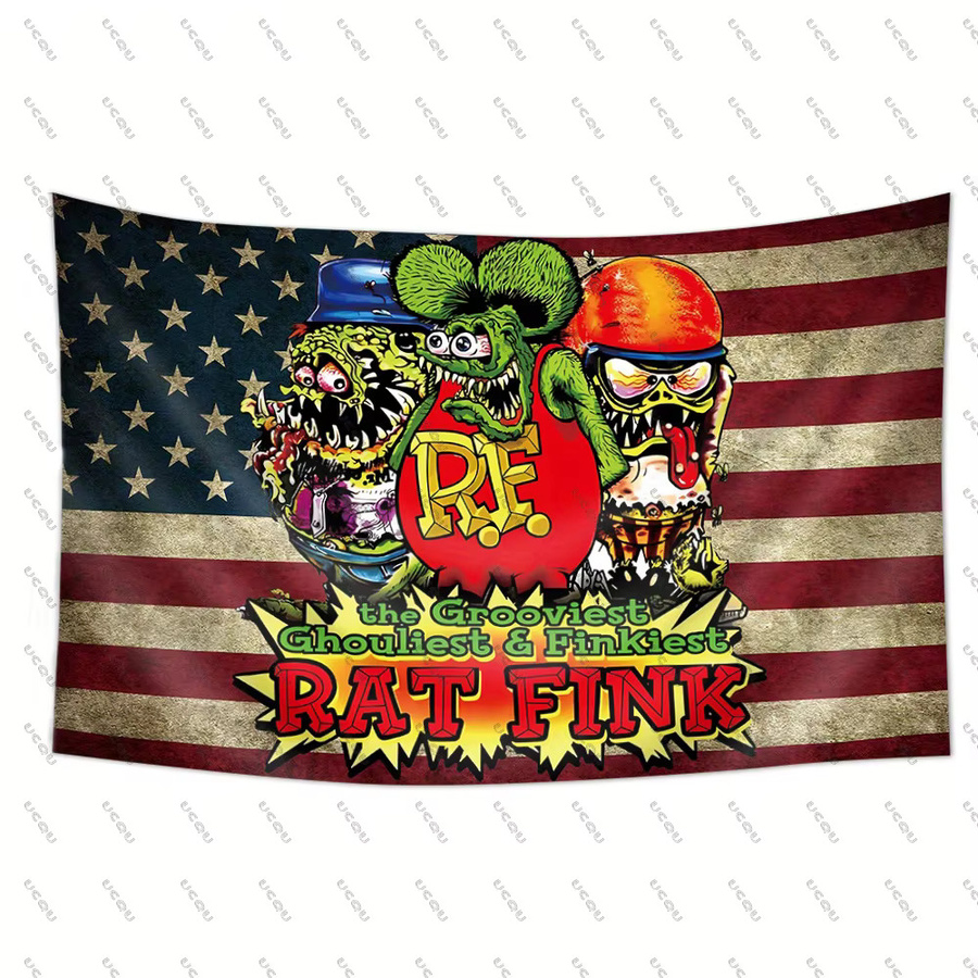 Dekorativer R-Rat F-Fink Meme Wandteppich in Multicolour, Rechteckiges Textil-Banner für Schlafzimmer und Wohnheim, B/H: 60 x 40 cm - Bild 3
