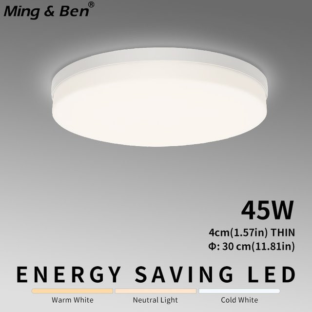 MING&BEN Runde LED-Deckenleuchte in Weiß mit Chrom-Details, 45 W, moderne Deckenbeleuchtung für Wohnzimmer, Schlafzimmer und Küche - Bild 1