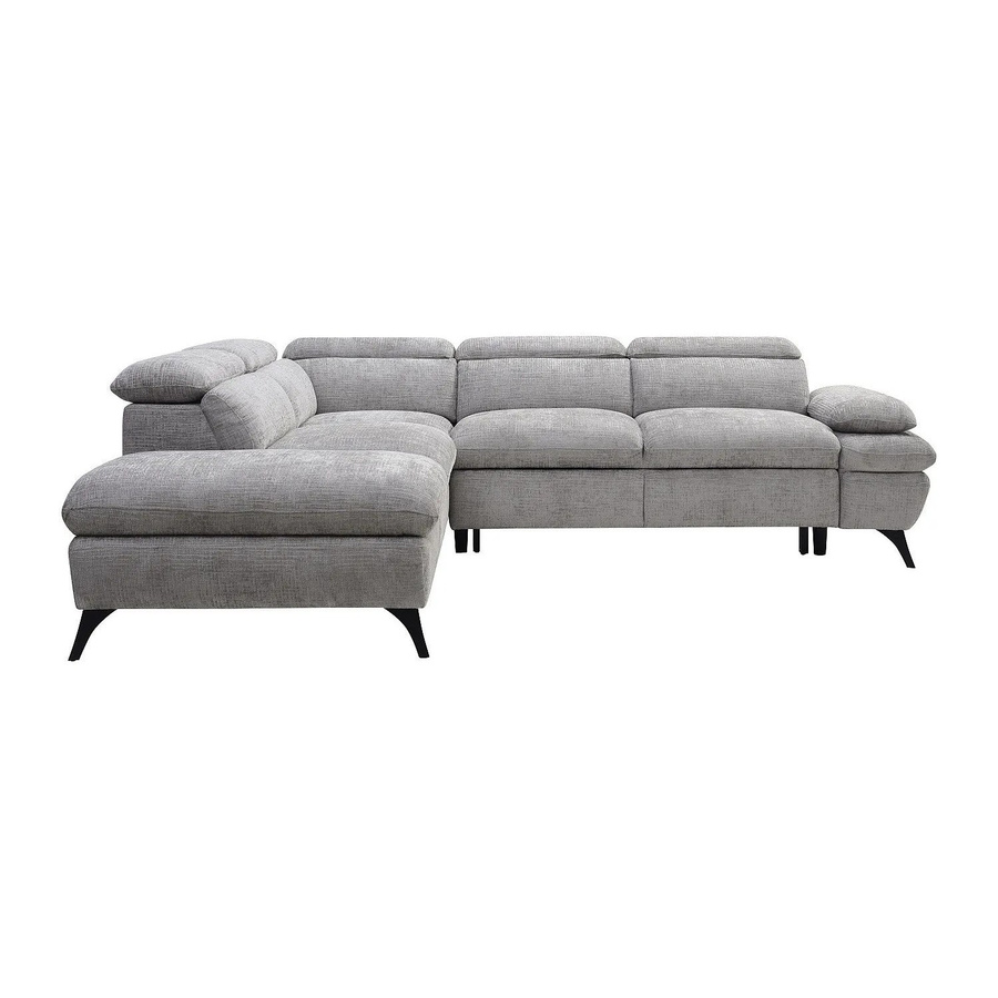 Vente-unique Schlafsofa Surdeli in Grau mit L-Form und Armlehnen aus Strukturstoff - Bild 2