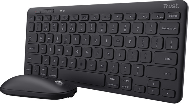Trust Lyra Funk-Tastatur und Funk-Maus Set für mehrere Geräte mit Bluetooth und USB-A in Schwarz - Bild 1