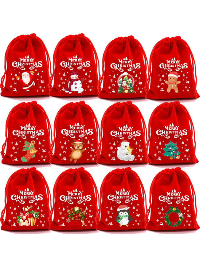 10 Stück Weihnachtsrote Geschenktüten für Süßigkeiten und Kekse, B/H: 15 x 20 cm - Bild 3