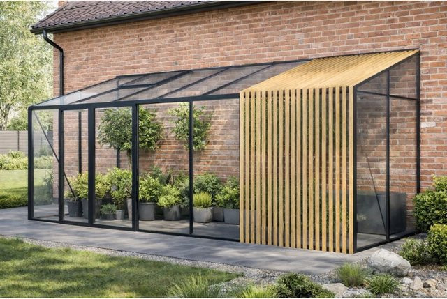 Bloomcabin Wandgewächshaus GHLTAF5 mit Accoya und Sicherheitsglas in Schwarz - Bild 1