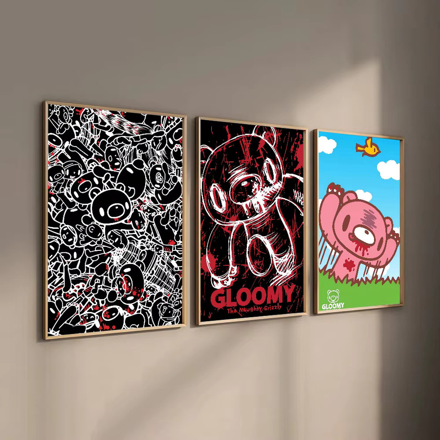 Selbstklebender Wandaufkleber mit Cartoon Bär Motiv, Wasserdichtes Papier Poster für Haus, Bar und Zimmer, Mehrfarbig - Bild 2