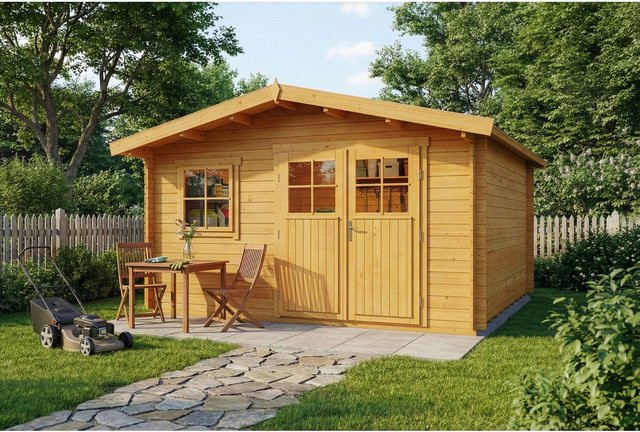 Gartenhaus Valeria-28 von Alpholz in Natur/Braun mit Fenster und Giebeldach, B/T/H: 428 x 427 x 28 cm - Bild 1