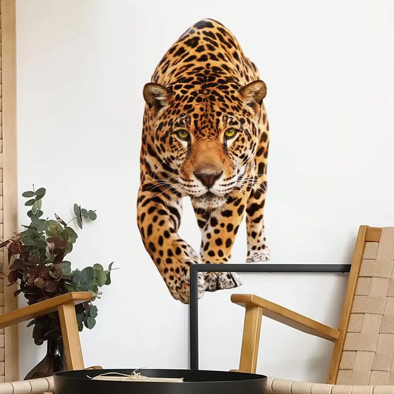 BRUP Aquarell Leopard Wandaufkleber Realistisches Tier Motiv in Braun und Mehrfarbig für Kinderzimmer und Wohnzimmer - Bild 3