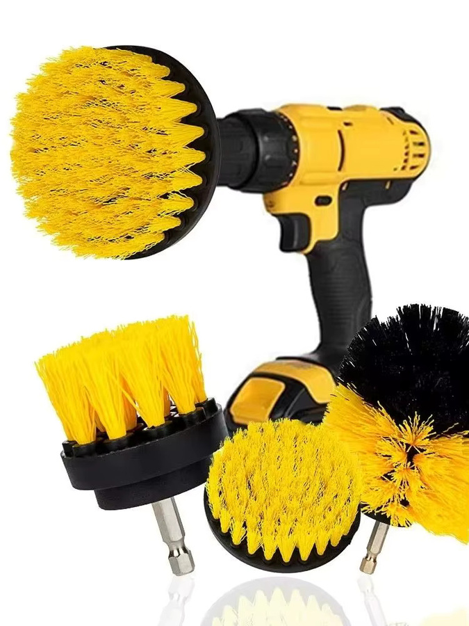UNTIOR Elektrisches Wäscher Pinsel Set aus Nylon und Kunststoff in Gelb und Multicolour für die Detailreinigung von Autos und Teppichen - Bild 5