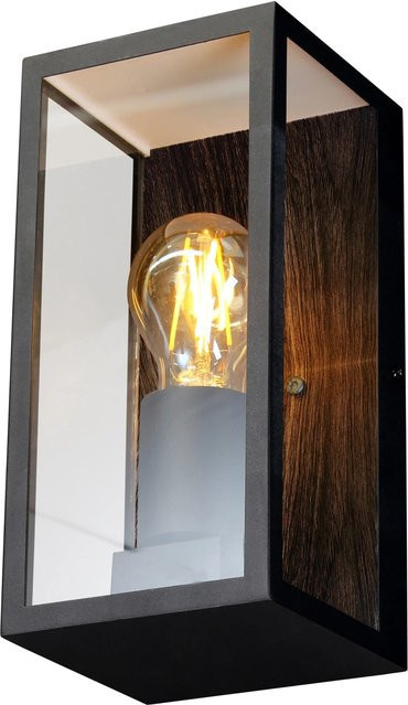 ECO-Light KARO Außenwandleuchte in Schwarz und Holzoptik mit E27 Fassung - Bild 2