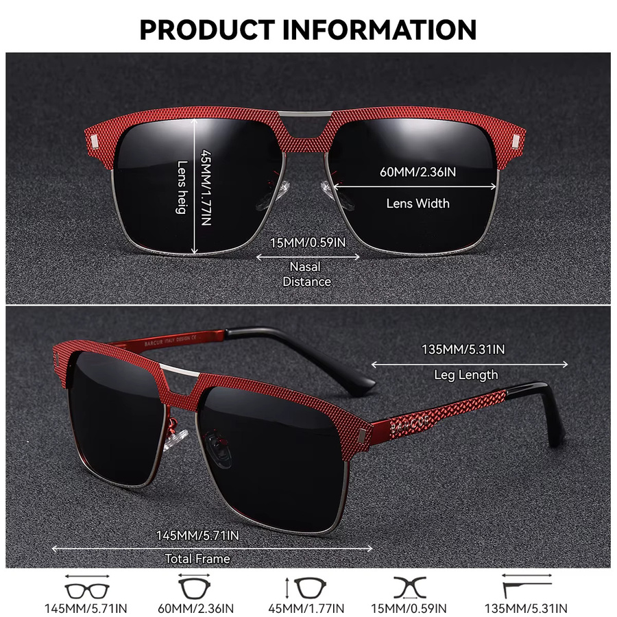 BARCUR Sonnenbrille, Vollrand, square, black - Bild 2