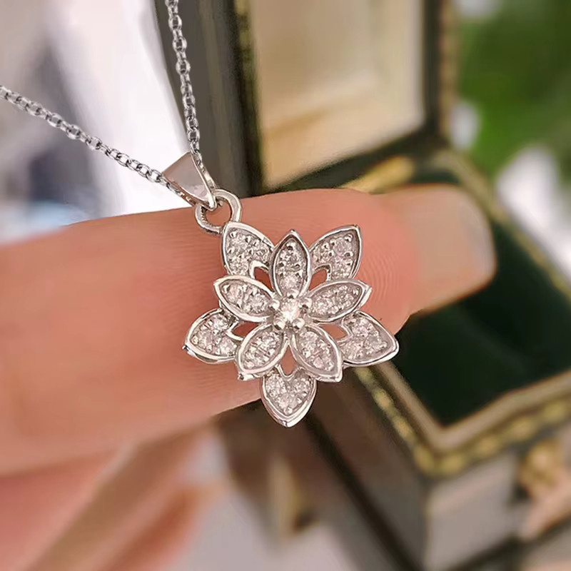 Huitan Halskette, Blumenform, Silber, Zirkonia, Damen - Bild 2