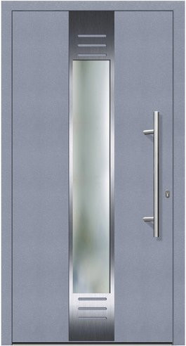 KNOCK Flügelüberdeckende Kunststoff-Haustür Terra mit Glaseinsatz, grau, B: 110 cm, H: 210 cm - Bild 1