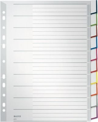 LEITZ Kunststoffregister mit Fenstertaben, DIN A4, 10 Blatt, Grau, Nr. 4370 - Bild 1