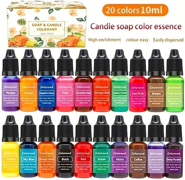 LEQU Kerzenfarbstoff-Set mit 20 Farben, Konzentrierte Wachsblöcke für deine DIY Sojawachs-Kerzenherstellung, Mehrfarbig - Bild 1