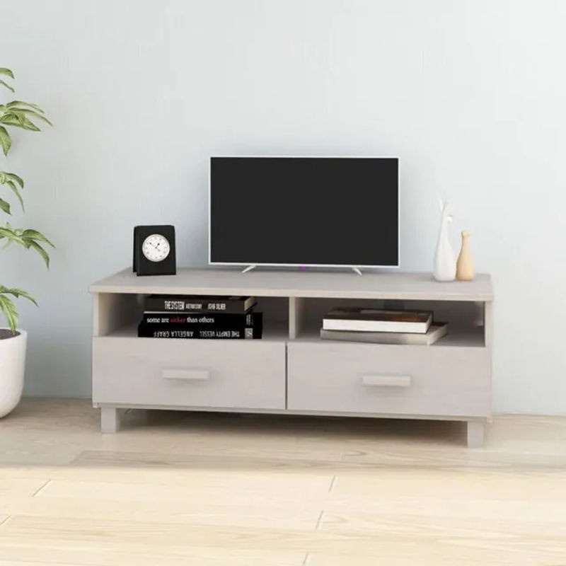 Vidaxl TV-Schrank Hamar in Weiß aus Massivholz Kiefer und MDF, modern, B/T/H: 106 x 40 x 40 cm - Bild 1