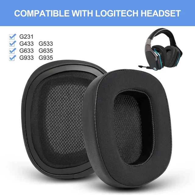 Ersatz-Eisgel-Ohrpolster in Schwarz für Logitech Gaming Headsets G930 G933 G935 G633 G635 G533 G430 G433 G435 - Bild 1