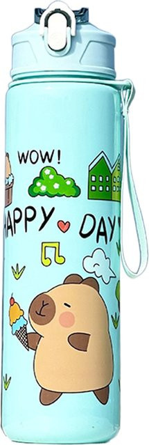 APWIKOGER Capybara Tumbler in Blau mit Strohhalm und Griff, 700 ml Kawaii Wasserbecher für Sport und Fitness - Bild 1