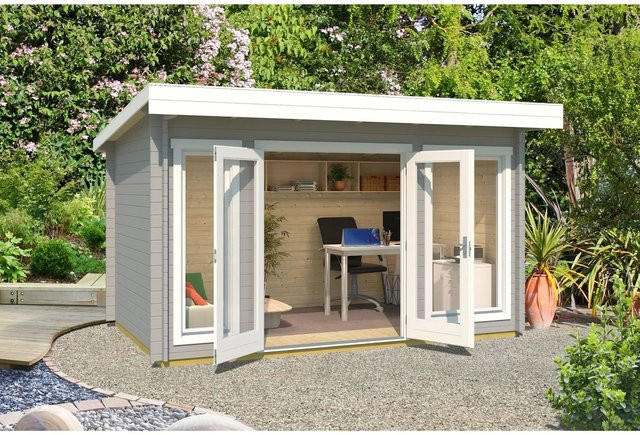 Lasita Maja Gartenhaus Dorset Flachdach Lichtgrau B/H/T: 430 x 233,7 x 320 cm - Bild 1