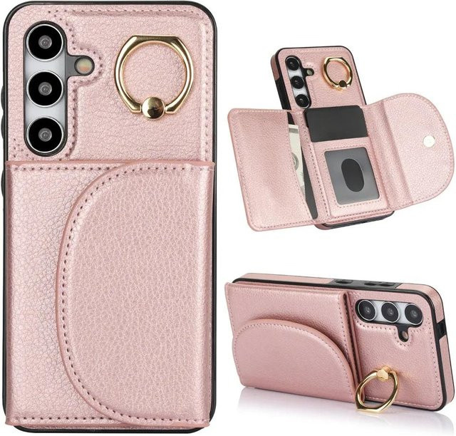 Samsung Ringständer-Kartenetui für Galaxy S24 Ultra Plus S23 FE S22 A54 A53 A52S A52 A73 A72 A15 A14 A13 5G A71 A51 4G in Pink - Bild 1