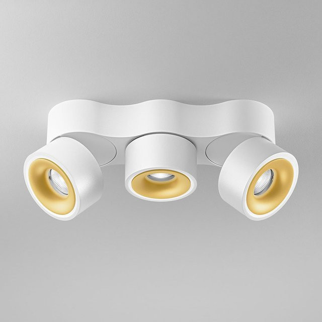 DLS Lighting Clippo Trio LED-Wand- und Deckenstrahler in Weiß und Gold, dimmbar und verstellbar, warmweiß 3000K - Bild 1