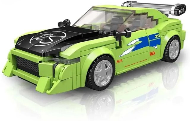 Mould King 27033 Rennwagen-Modell Bausteine-Set in Grün mit Acryl-Display Gehäuse als STEM-Lernspielzeug - Bild 1