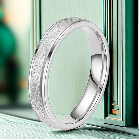 Ring Damen Edelstahl, mattiert, grau, Größe 7