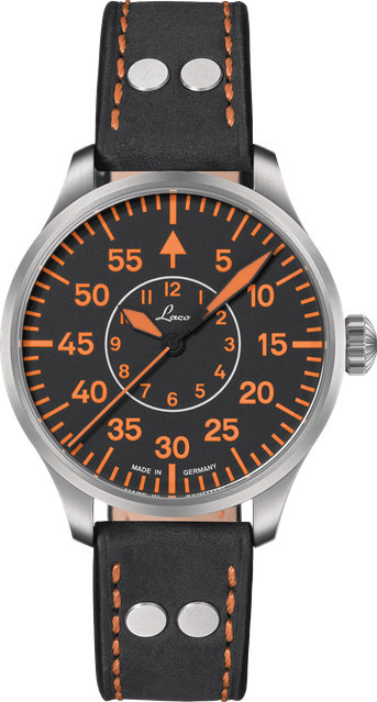 Laco Fliegeruhr Palermo 39, Automatik, Edelstahl, Saphirglas, Leder, 39 mm - Bild 1