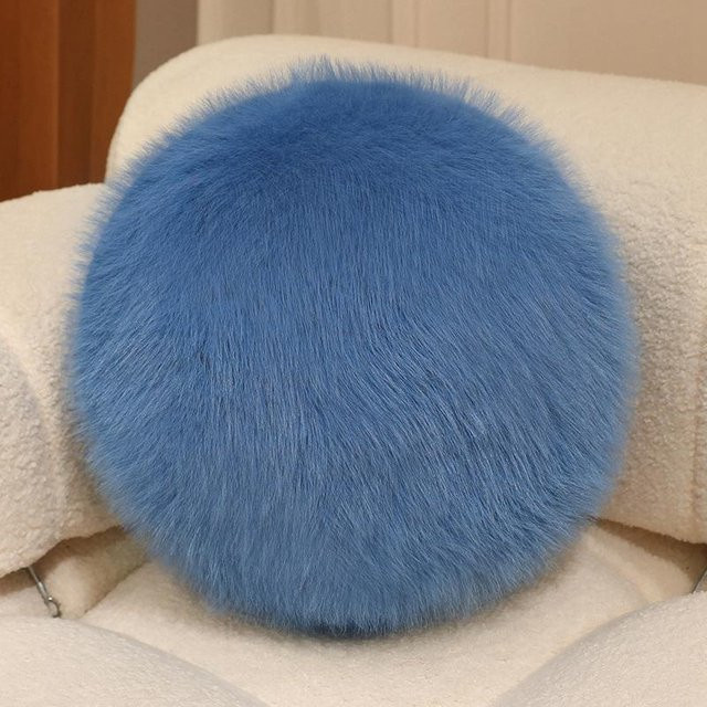 Rundes Plüschkissen von Yiran toy in Blau, Durchmesser: 30 cm - Bild 1