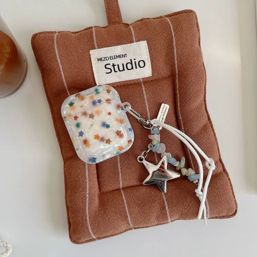 Advanced Girl Series Schutzhülle mit Muschelmuster und bunten Sternen für AirPods 1, 2, 3, 4 und AirPods Pro 1, 2, 3 in Multicolor - Bild 3