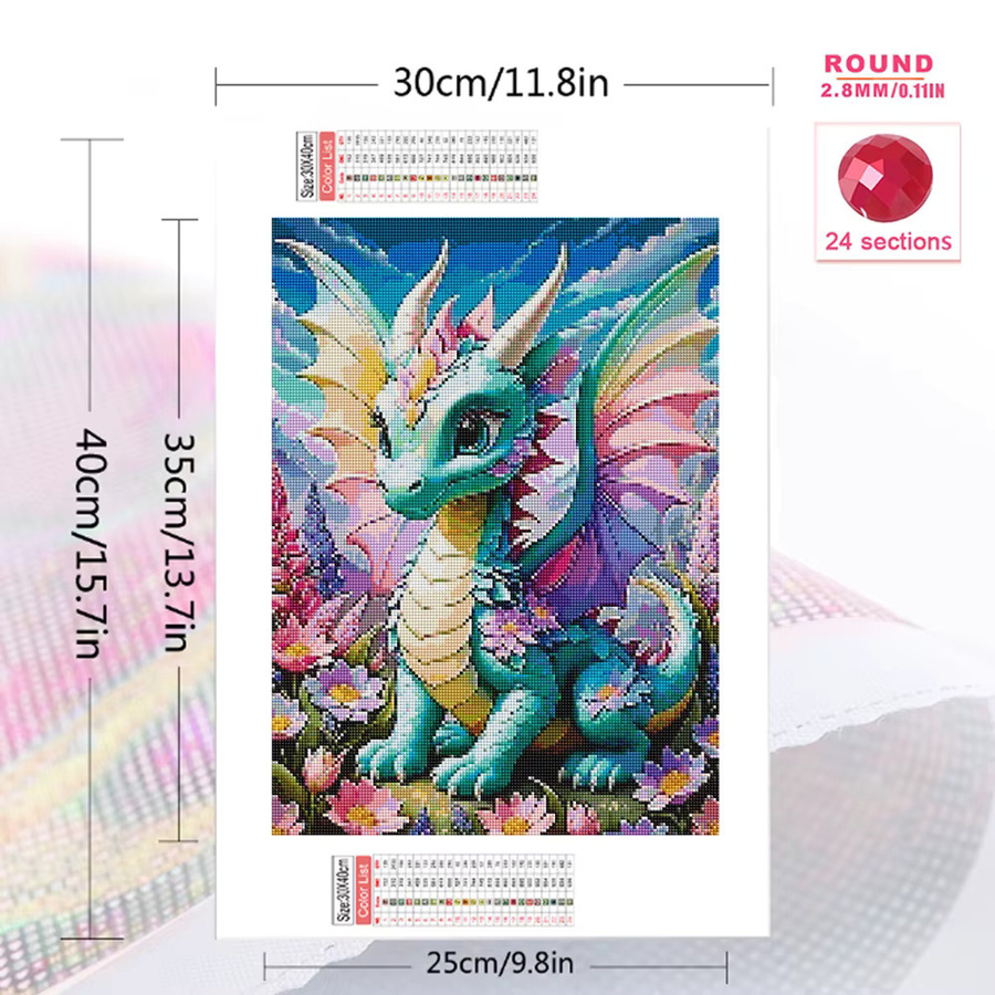 Momoart DIY Diamantmalerei Dinosaurier Cartoon Rundes Mosaik Wanddekor Multicolour B/T/H: 30 x 20 x 20 cm - Bild 2