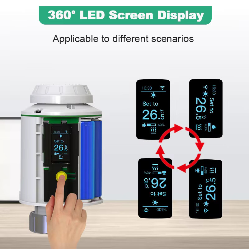 Tuya Smart Home Zigbee 3.0 Thermostat mit Heizkörper-Ventilkopf und Gateway, programmierbares TRV in Weiß, kompatibel mit Google Alexa und App-Steuerung - Bild 2