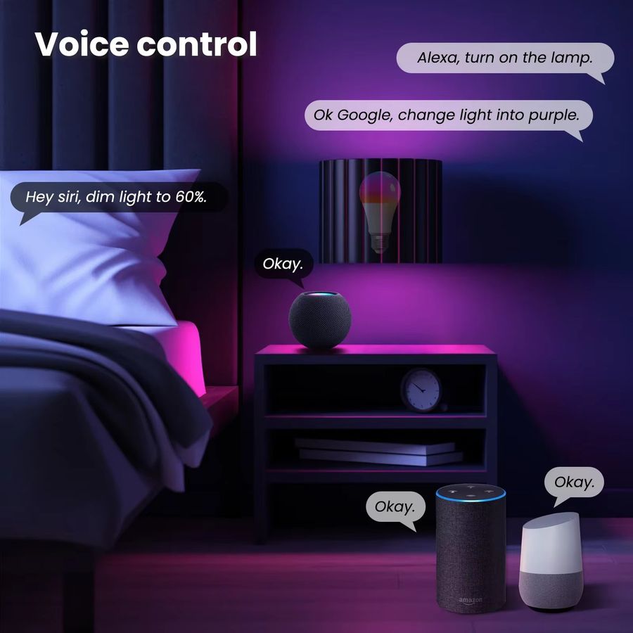 MOES Tuya Matter WiFi Smart E27 LED-Glühbirne, dimmbare RGB Kerzenlampe mit 16 Millionen Farben und Sprachsteuerung für Alexa und Google Home - Bild 5