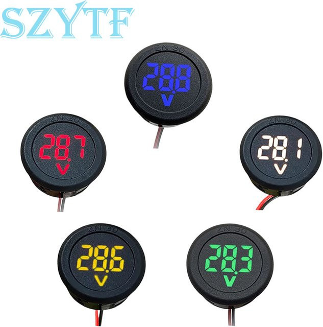 SZYTF DC Digital-Voltmeter mit LED-Kreisanzeige 4-100V in Blau und Schwarz mit Reverse-Connection-Schutz - Bild 1