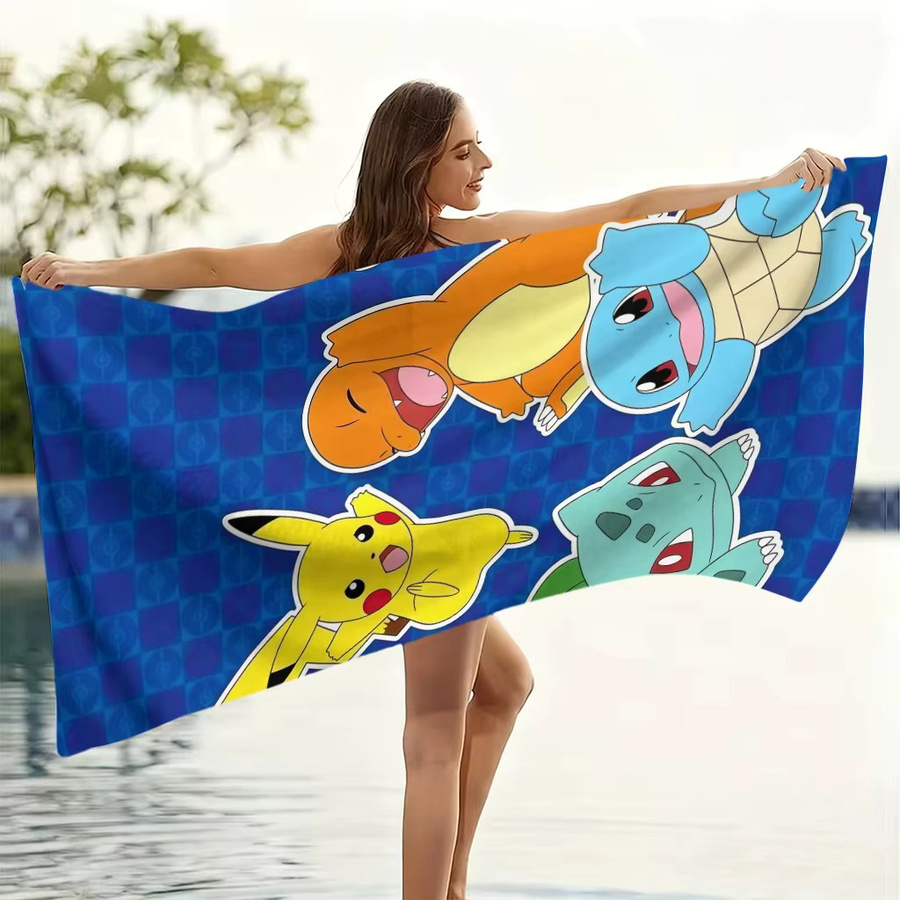 Potdemiel Strandtuch mit Pokemon Pikachu Aufdruck aus Mikrofaser, schnelltrocknend, Mehrfarbig, für Kinder - Bild 5