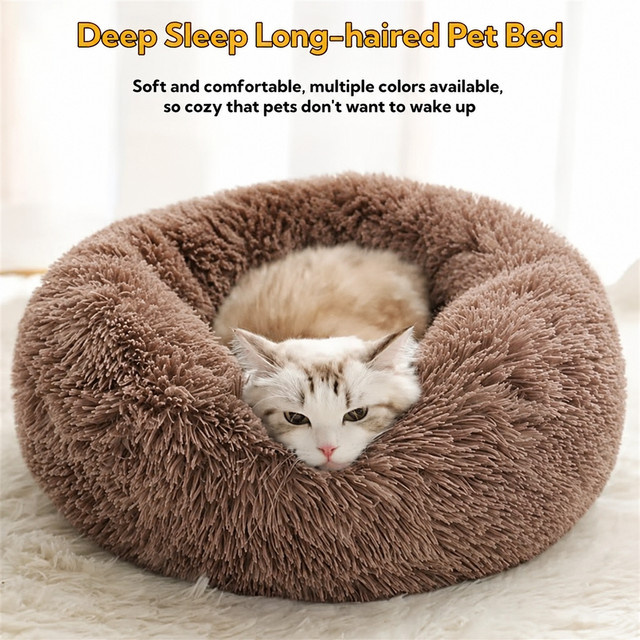 COOYOMOO Donut-Tierbett aus weichem Plüsch für Katzen und kleine bis mittelgroße Hunde, Farbe: Grün, Durchmesser: 40 cm - Bild 1