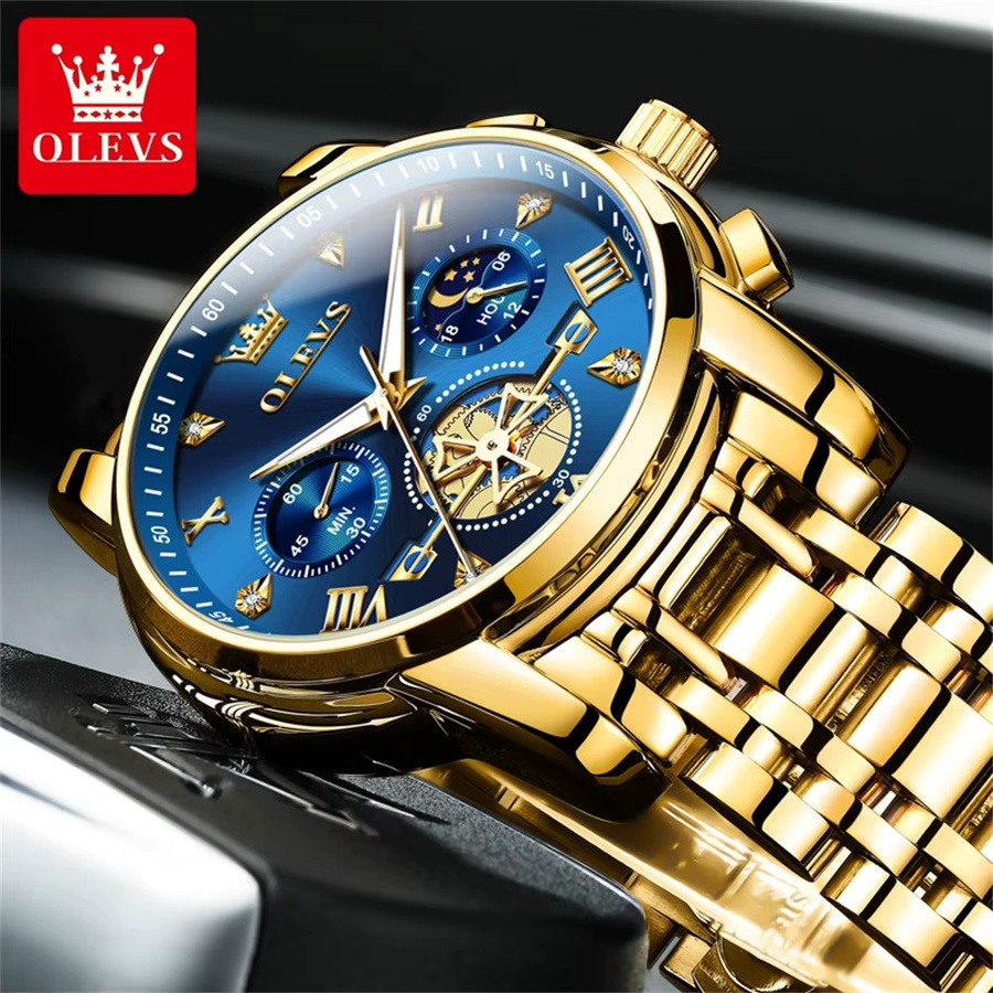 OLEVS Chronograph, Quarzuhr, Edelstahl, Silber, Herren - Bild 2
