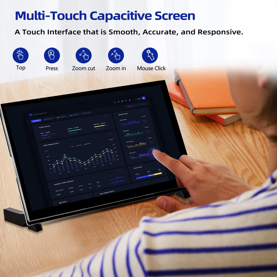 IPistBit 7 Zoll IPS LCD Touchscreen-Monitor für Raspberry Pi mit Dual-Lautsprechern und HDMI, Schwarz - Bild 6