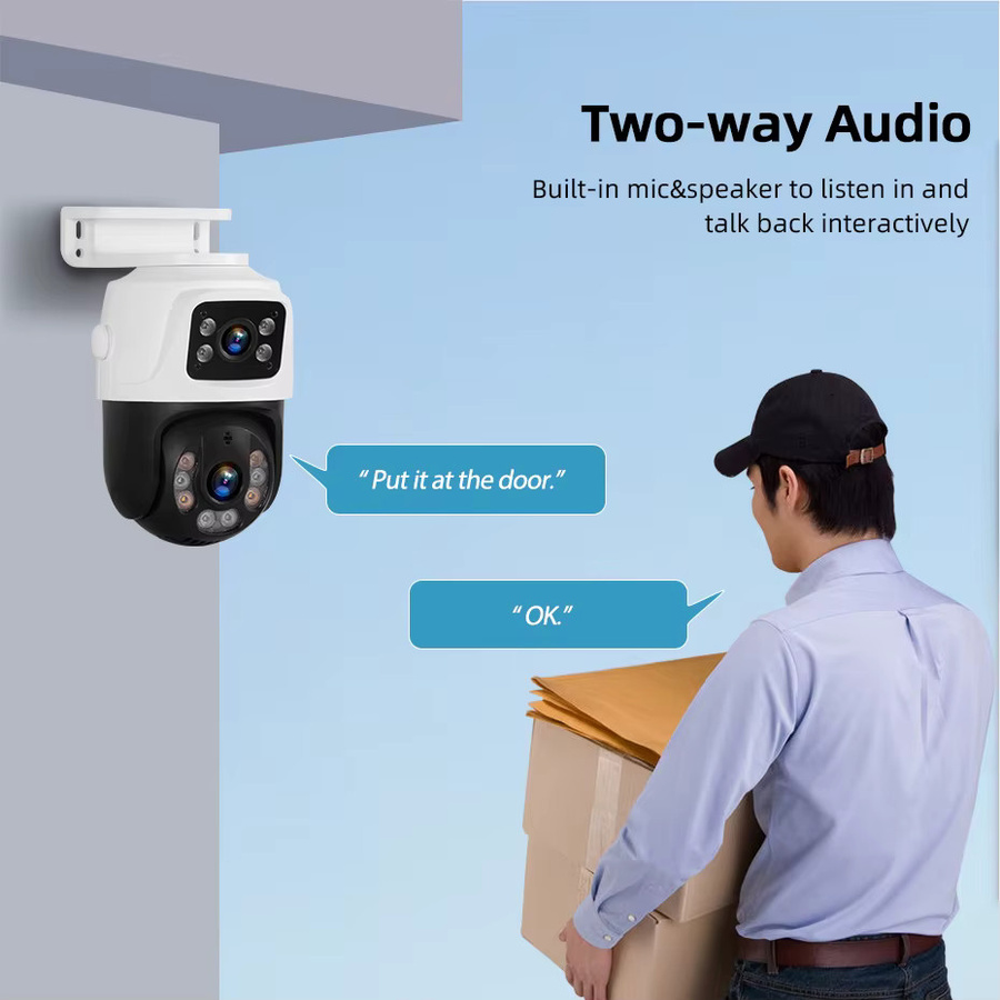 NINIVISION 8MP 4K Dual-Objektiv POE IP-Kamera PTZ mit Dual-Bildschirmen und Bewegungserkennung, Weiß - Bild 6