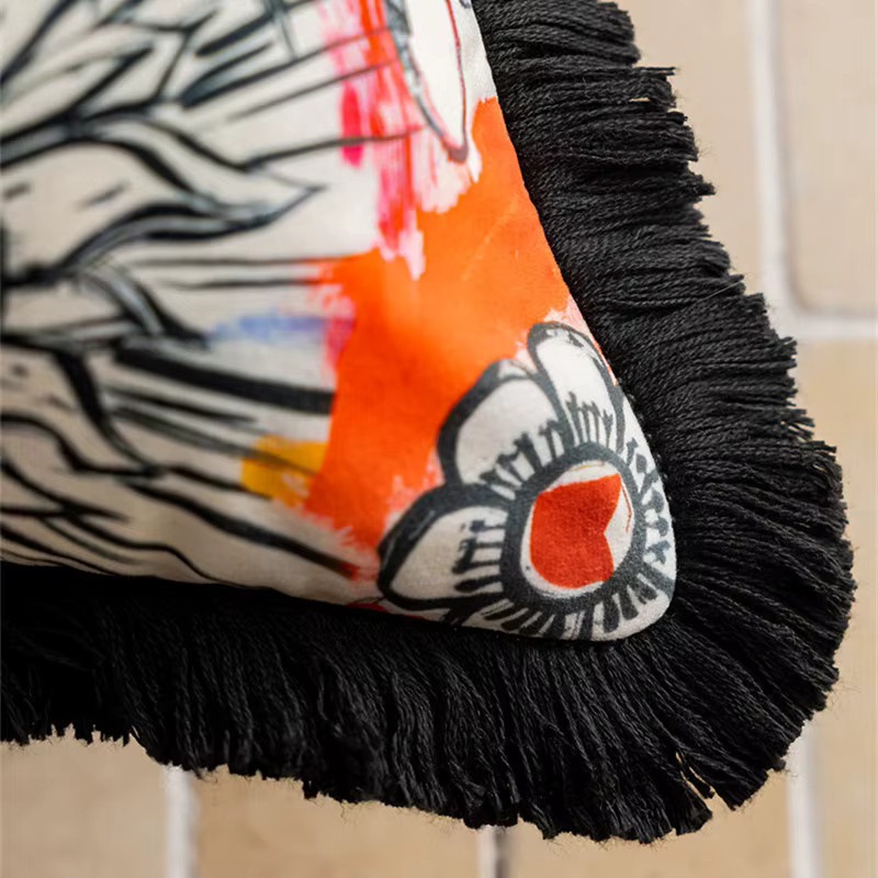 Formaso Kissenbezug aus Samt in Gelb mit Retro-Boho Auge-Motiv - Bild 2