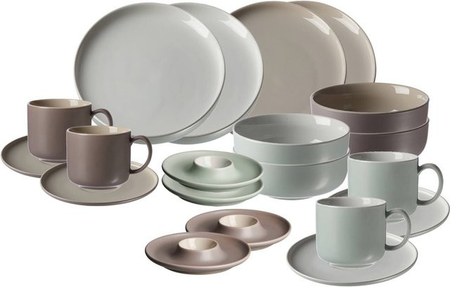 Ritzenhoff & Breker Frühstücksservice Jasper 20er Set aus Porzellan in Green, Beige und Grey - Bild 1
