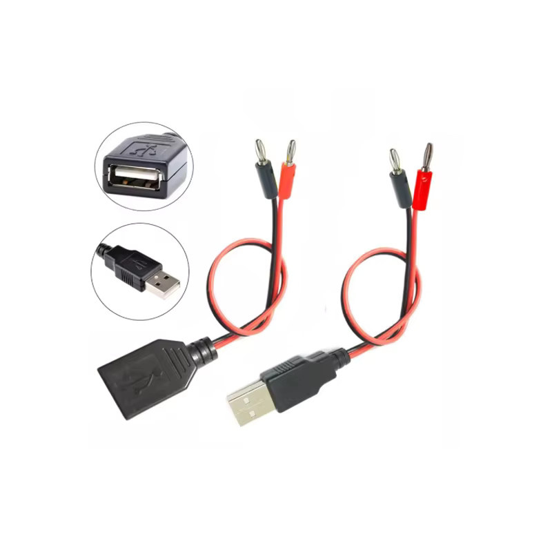 JCD DIY-Testkabel USB-A auf 4 mm Bananenstecker, Rot - Bild 4
