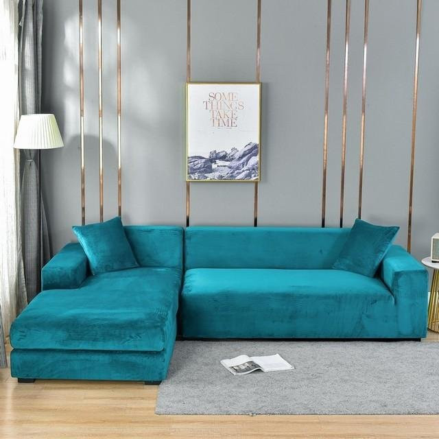 JMG Household Supplies Samt-Sofabezug aus elastischem Polyester für 1-Sitzer, türkis blau, Breite: 90-140 cm - Bild 1