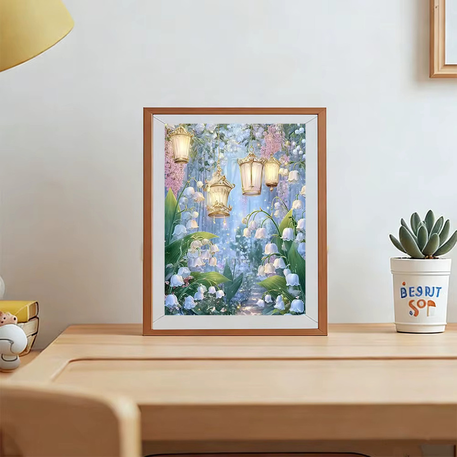 AZQSD 5D Diamantmalerei Maiglöckchen Blumen-Mosaik Wanddekoration mit Strass, Mehrfarbig, B: 30,0 cm, H: 20,0 cm, T: 20,0 cm - Bild 3