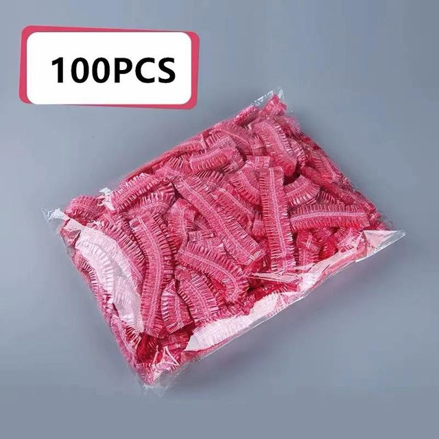 100 Einweg-Duschhauben, wasserdicht, pink, Unisex - Bild 1
