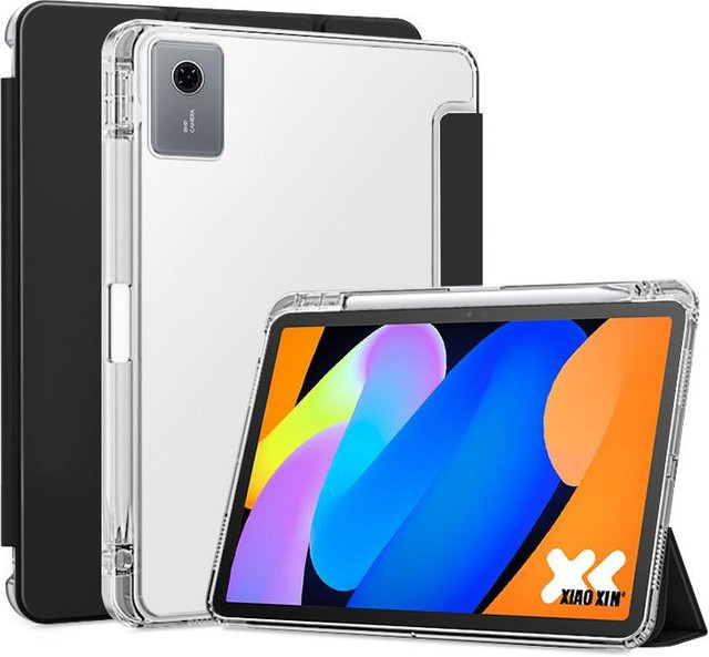 Lenovo Idea Tab 11 Schutzhülle mit Stifthalter und faltbarem Ständer in Schwarz und Transparent - Bild 1