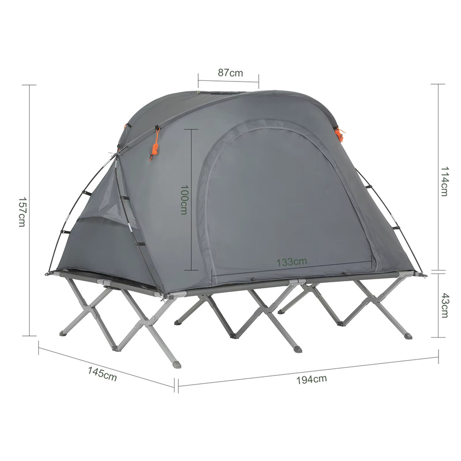 SoBuy OGS60-L-HG 4in1 Camping Set mit Survival-Zelt und Feldbett für 2 Personen in Grau - Bild 2